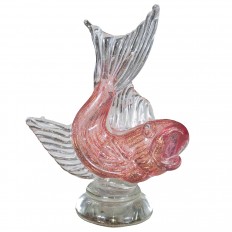 Pink Murano glass fish sculpture